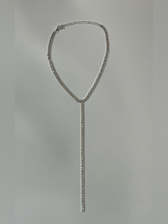 Jewelry - Delicate Silver Tone Crystal Lariat Necklace - Women's Jewelry